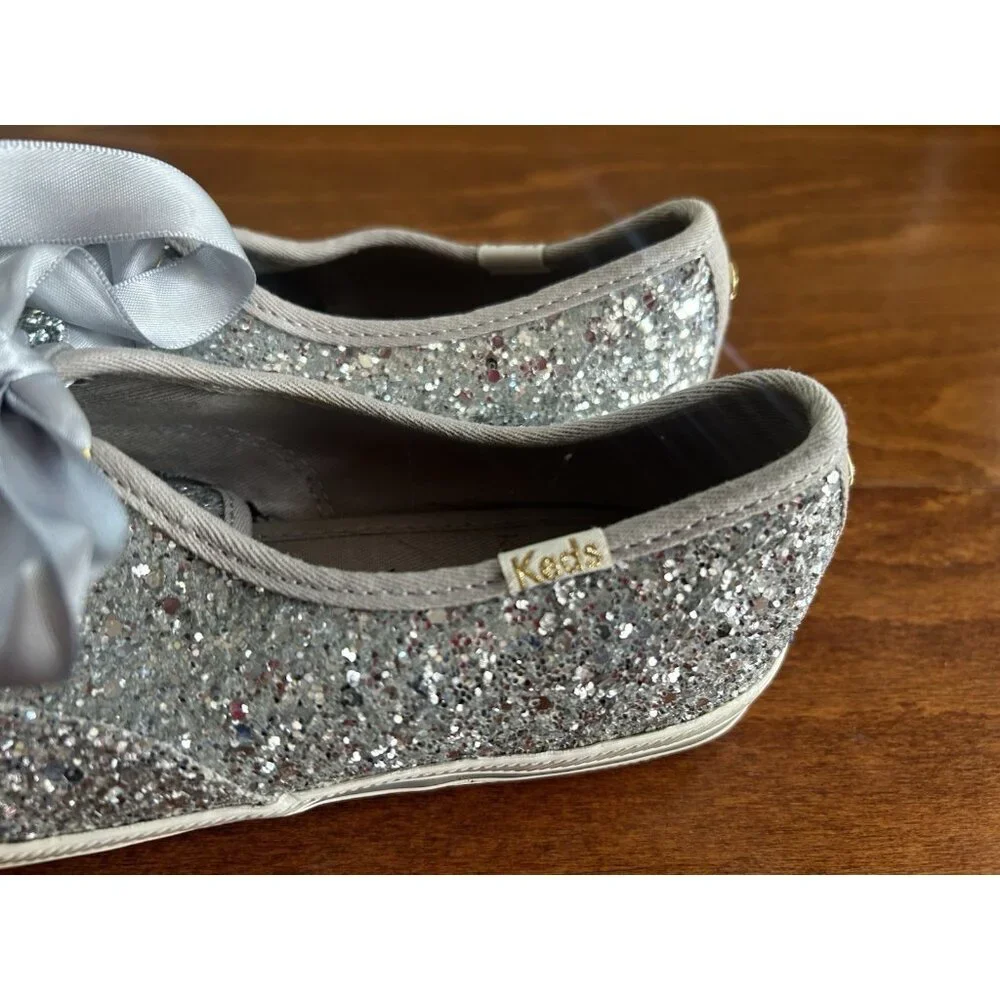 Keds x Kate Spade Sneakers‎ Women's Size 5 Glitter Bride Wedding Silver